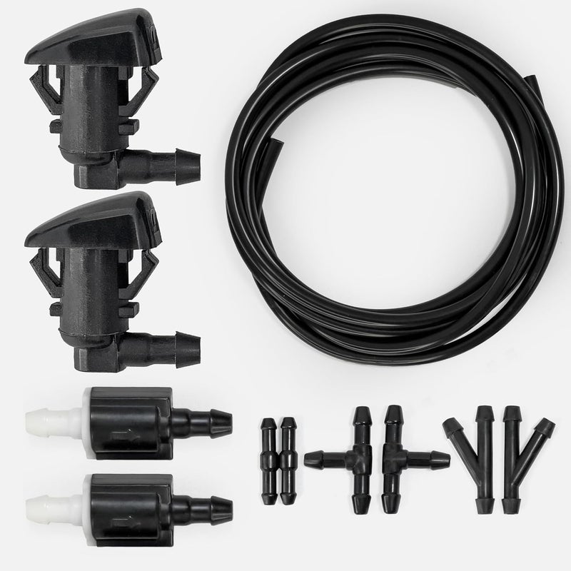 Click&Fit طقم إصلاح فوهات غسيل الزجاج الأمامي متوافق مع فورد فوكاس 2008-2011، إيدج، F-250 350 450، موستانج من 2008 إلى 2016 - فوهات المساحات تستبدل BC3Z17603A، صمامات فحص، خرطوم، موصلات - Image 3